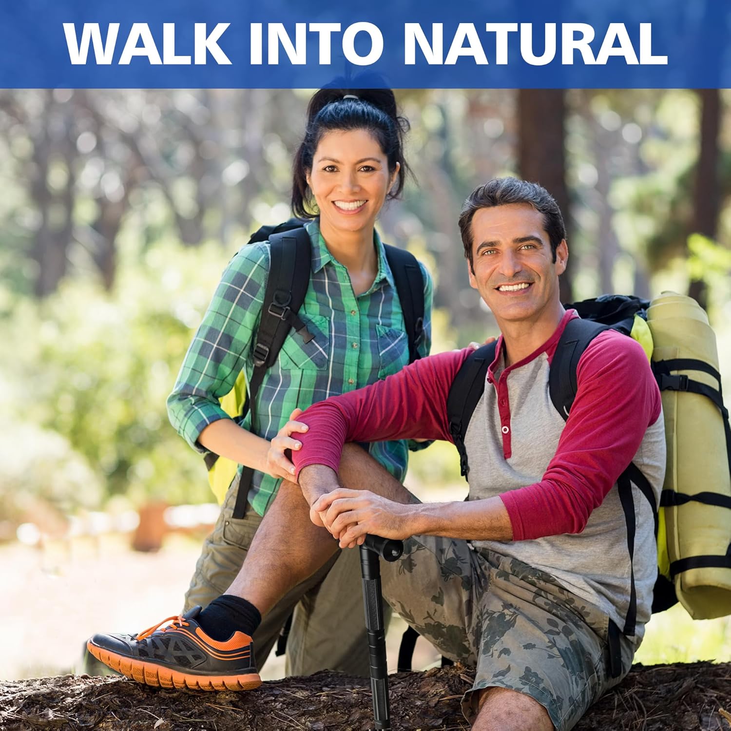 aiGear Tactical Stick Hiking Walking Staff - Trekking Poles Tactical Staff Adjustable Hiking Stick Gear for Outdoor Survival Camping Hiking - Image 3