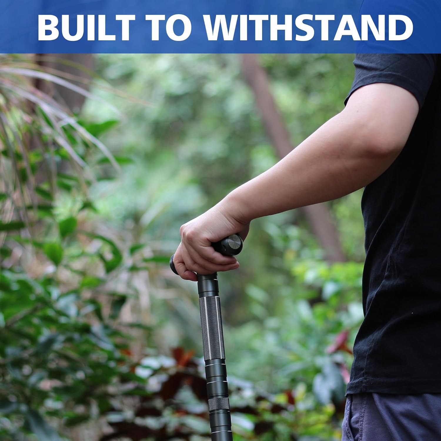 aiGear Tactical Stick Hiking Walking Staff - Trekking Poles Tactical Staff Adjustable Hiking Stick Gear for Outdoor Survival Camping Hiking - Image 4