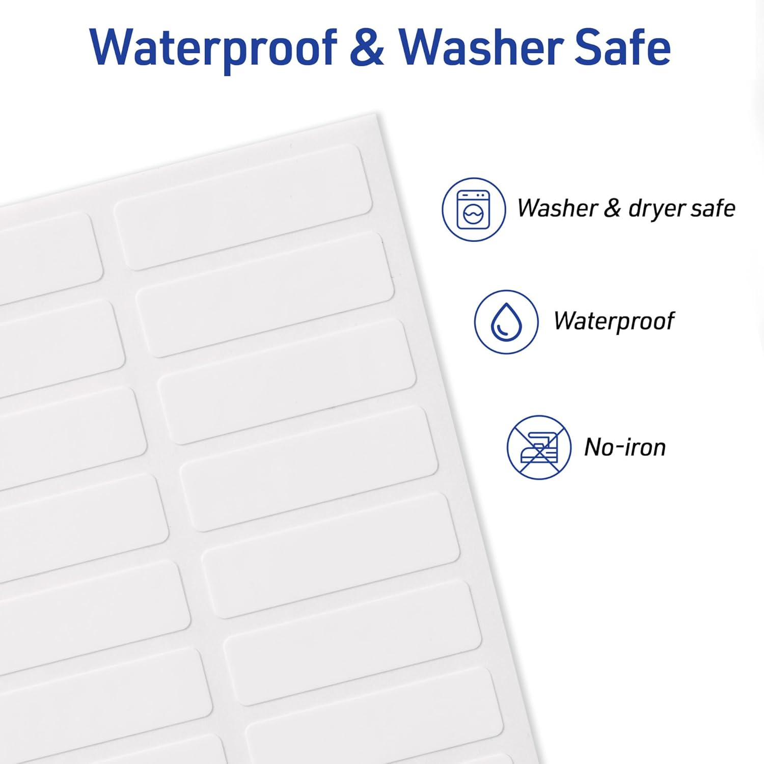 Avery No-Iron Fabric Labels, 1/2" x 1-3/4", Washer and Dryer-Safe Waterproof Labels, Non-Printable, 54 Total (40720) - Image 5