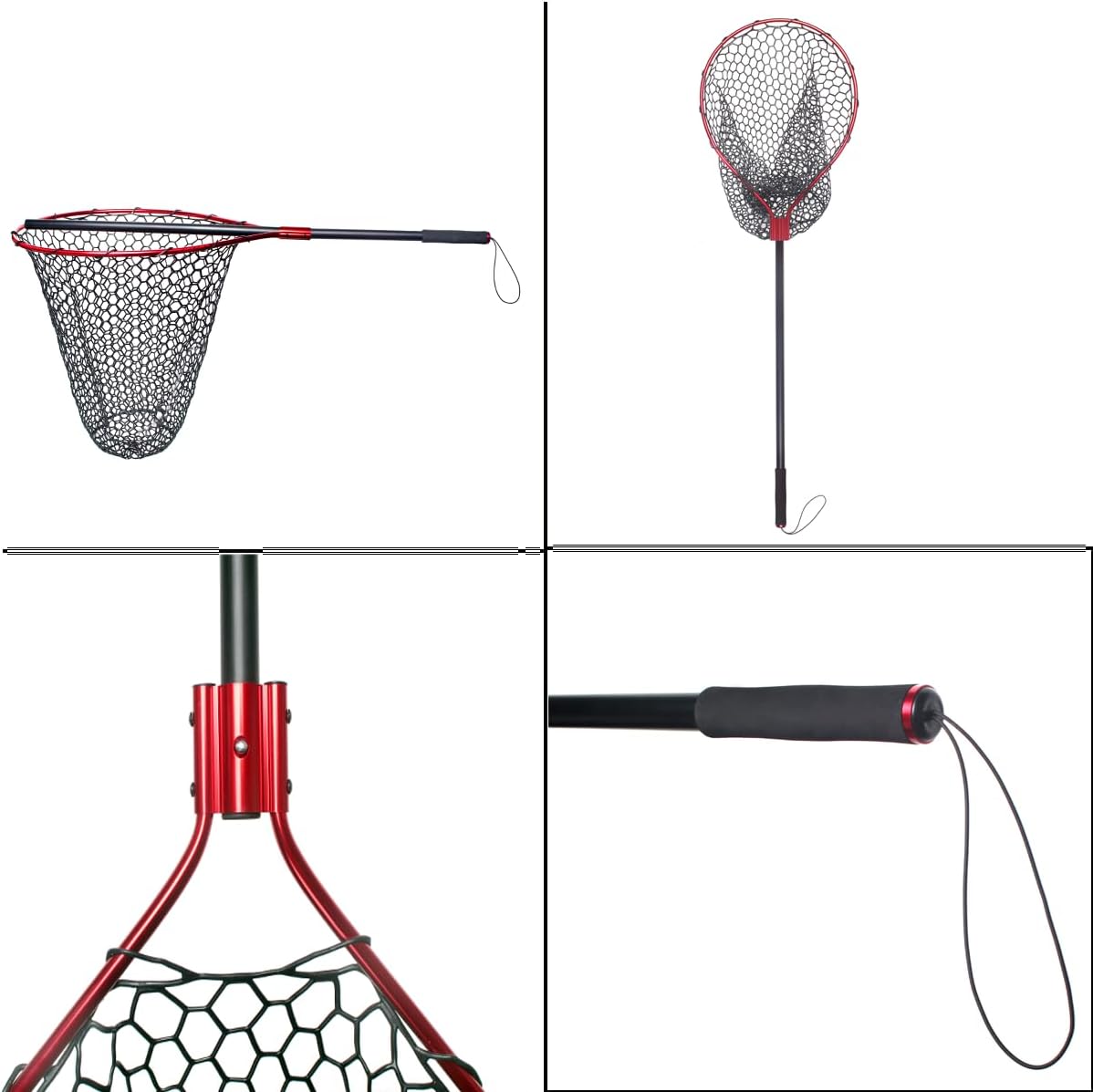 Fishing Landing Net with Long Handle Non-Telescopic,Large Rubber Fishing Net for Kayak/Fly | Hoop Size 23.6″ x 19″ | Overall Length: 67″ | Net Depth 24.8″ - Image 6