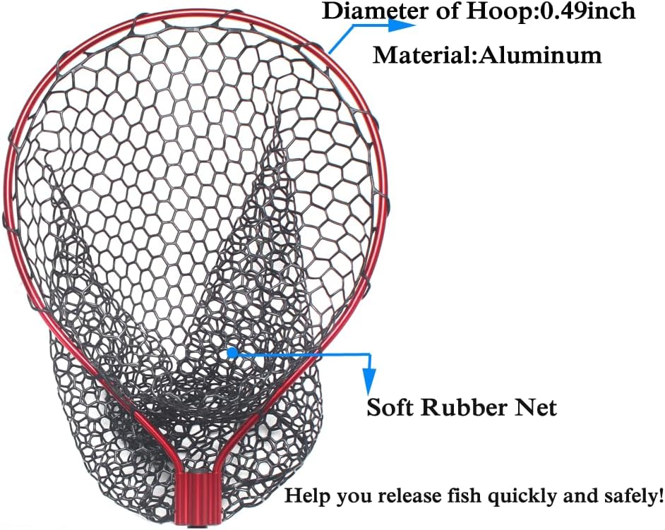 Fishing Landing Net with Long Handle Non-Telescopic,Large Rubber Fishing Net for Kayak/Fly | Hoop Size 23.6″ x 19″ | Overall Length: 67″ | Net Depth 24.8″ - Image 7