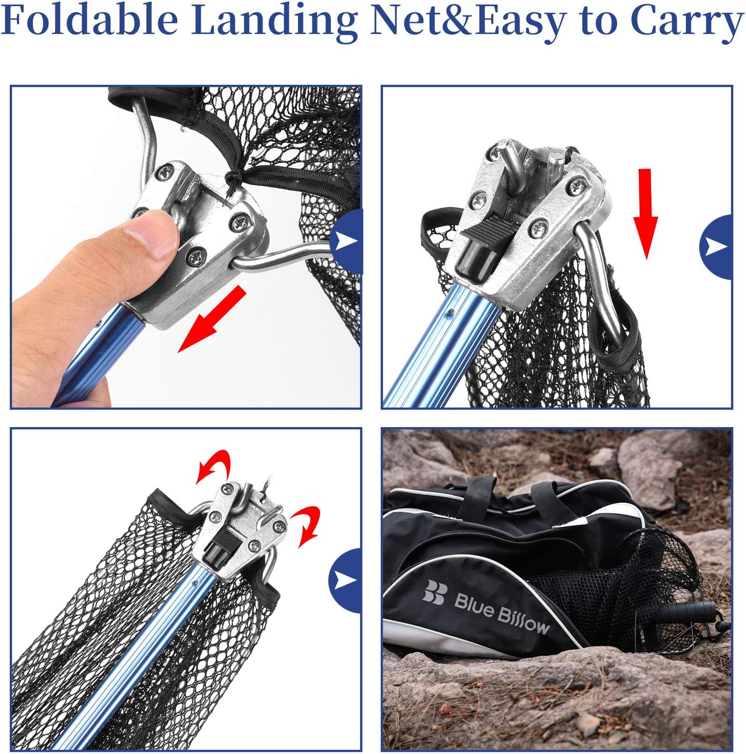 Fishing Net with Long Robust Telescopic Handle for Freshwater and Saltwater,Extend to 50.8 Inch,Foldable Nylon Mesh Landing Net - Image 5