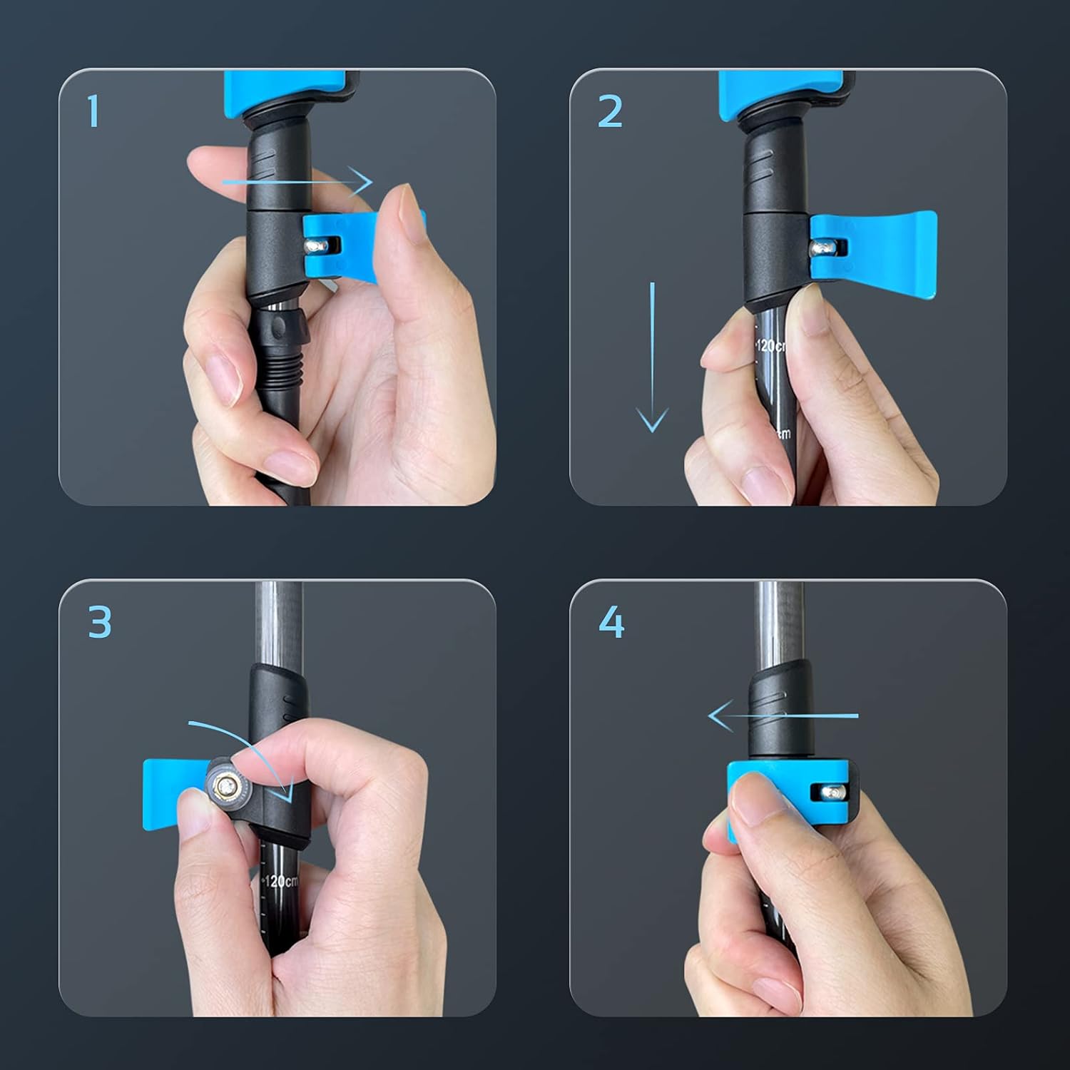 TheFitLife Carbon Fiber Trekking Poles – Collapsible and Telescopic Walking Sticks with Natural Cork Handle and Extended EVA Grips, Ultralight Nordic Hiking Poles for Backpacking Camping - Image 5